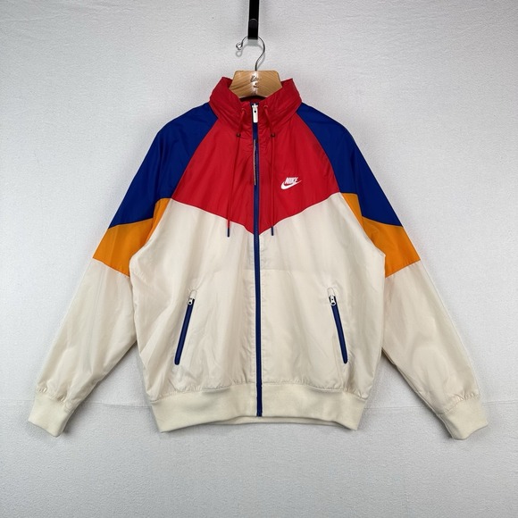 Nike Other - NWT Nike Sportswear Windrunner Windbreaker Track Jacket Men's M Cream Blue Red